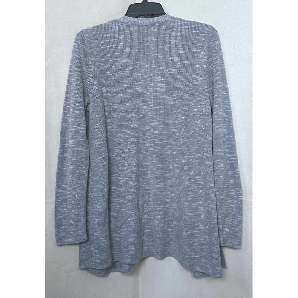 J. Jill Womens Grey Marled Cotton Linen Blend Open Front Knit Cardigan Sz M Cozy - Picture 4 of 9